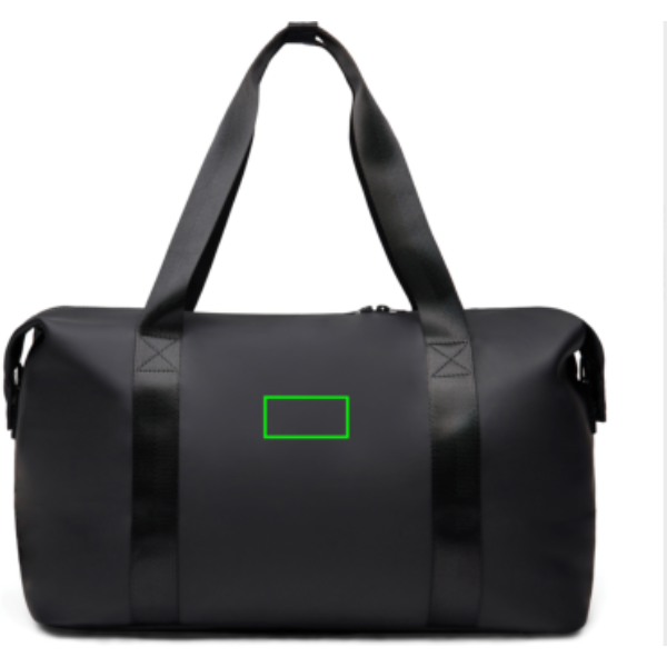 Standskizze: Druckverfahren PU-Etikett Baltimore schwarz auf Position „Artikel Rückseite“ – VINGA Baltimore RCS 24h Wochenendtasche mit Logo bedrucken