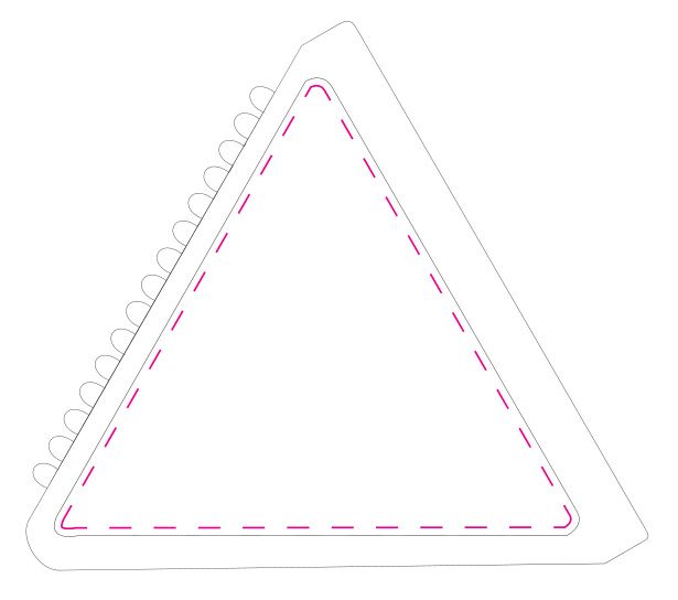 Standskizze: Druckposition „in vertiefung mittig (max. 97×85 mm)“ – Eiskratzer Dreieck – kompakter Kunststoff-Eiskratzer mit Kratzzähnen