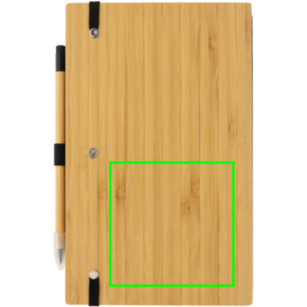 Standskizze: Druckverfahren CO2 Gravur auf Position „Artikel Rückseite unten“ – XD Collection Bambus-Notizbuch mit Infinity-Bleistift im Set — bedruckbar