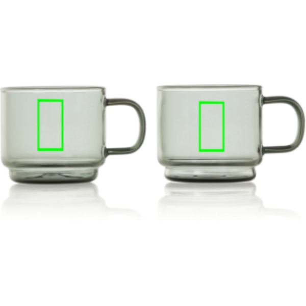 Standskizze: Druckverfahren Tampondruck auf Position „Artikel Rückseite (max. 15 x 20 mm)“ – AdHoc Impact Espressotassen-Set 2 × 70 ml aus Borosilikatglas mit Logo-Druck