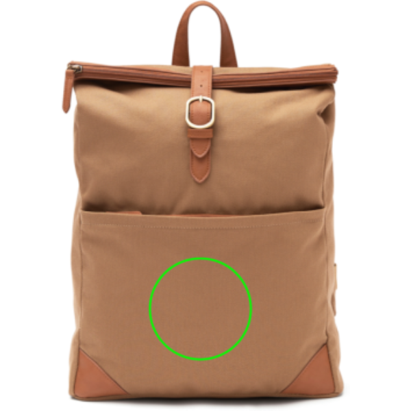 Standskizze: Druckverfahren Bestickung auf Position „Artikel Vorderseite“ – VINGA Sloane Rucksack RCS aus 39 % recyceltem Polyester (17-Zoll-Laptopfach)