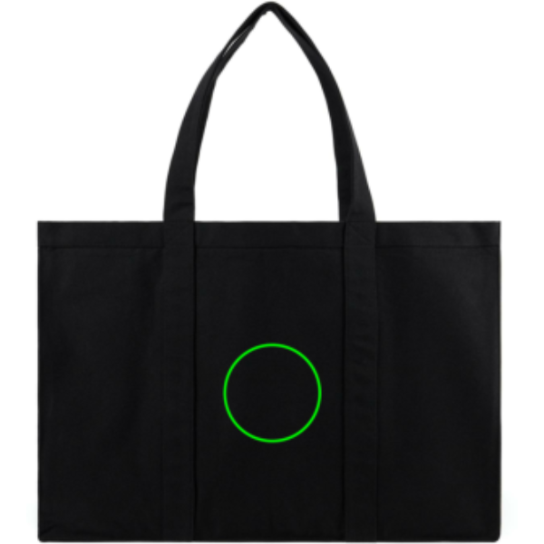 Standskizze: Druckverfahren Bestickung auf Position „Artikel Vorderseite“ – VINGA Hilo AWARE Maxi-Tote aus recyceltem Canvas (400 g/m²) – mit Logo veredelbar