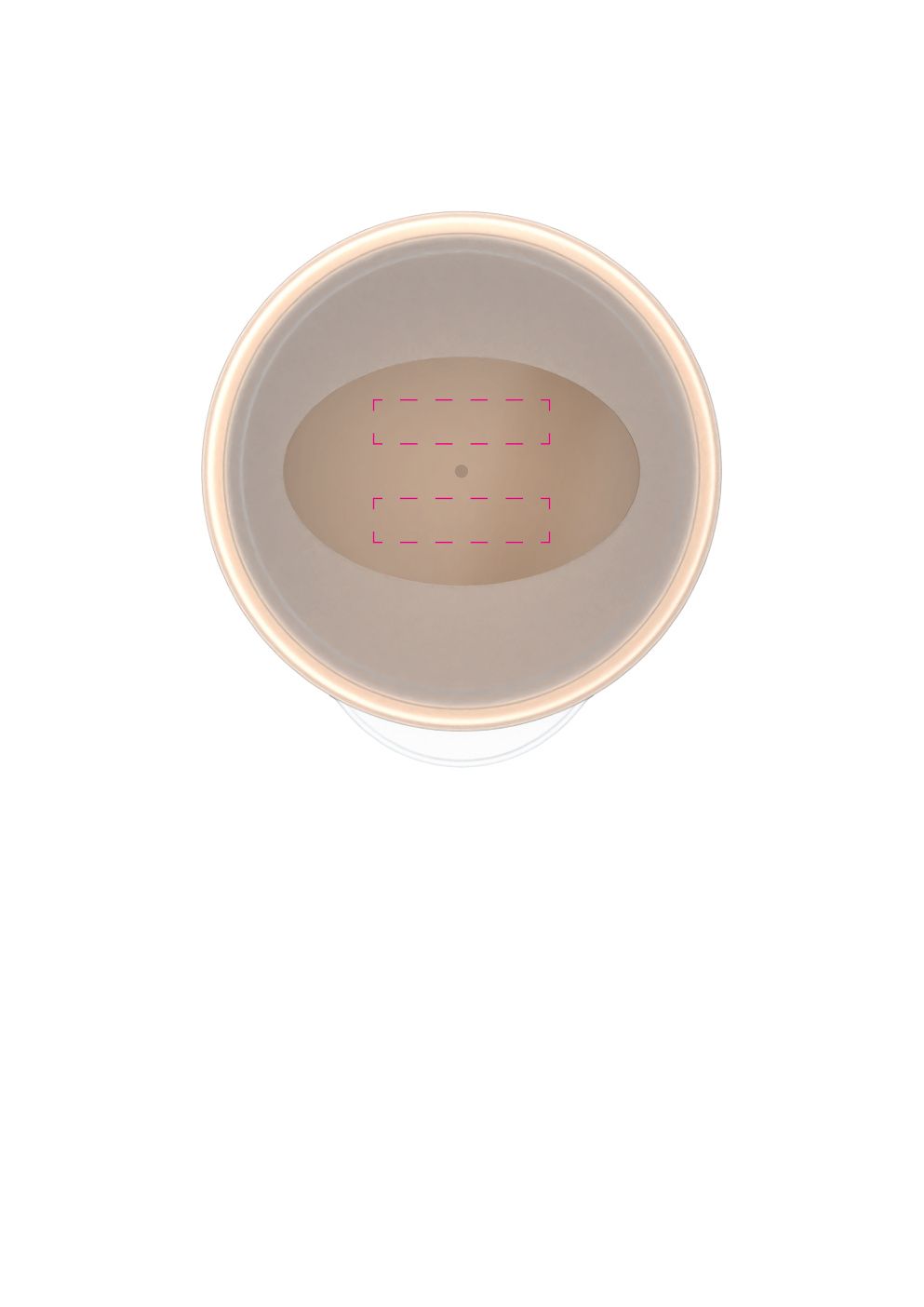 Standskizze: Druckposition „über oder unter Anspritzpunkt Deckel (max. 40×10 mm)“ – Lunchpot ToGo 650 ml – wiederverwendbarer Mehrwegbehälter mit Deckel