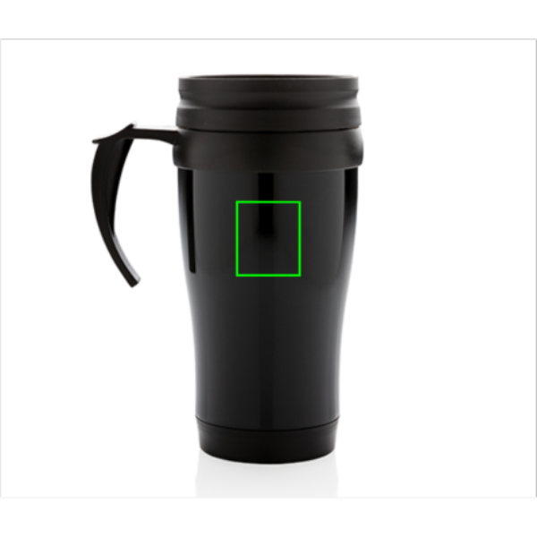 Standskizze: Druckverfahren Lasergravur auf Position „Artikel Rückseite oben“ – XD Collection Edelstahlbecher 350 ml mit Schiebedeckel, schwarz