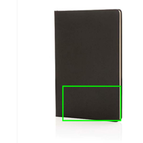 Standskizze: Druckverfahren Heißprägung auf Position „Artikel Vorderseite unten“ – XD Collection A5 Hardcover-Notizbuch mit Lesezeichenband – bedruckbar