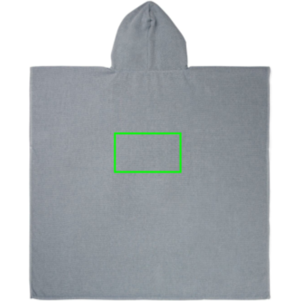 Standskizze: Druckverfahren Bestickung auf Position „Artikel Rückseite“ – VINGA Tolo Hamam Frottee Strandponcho gelb, 100 × 95 cm, OEKO-TEX