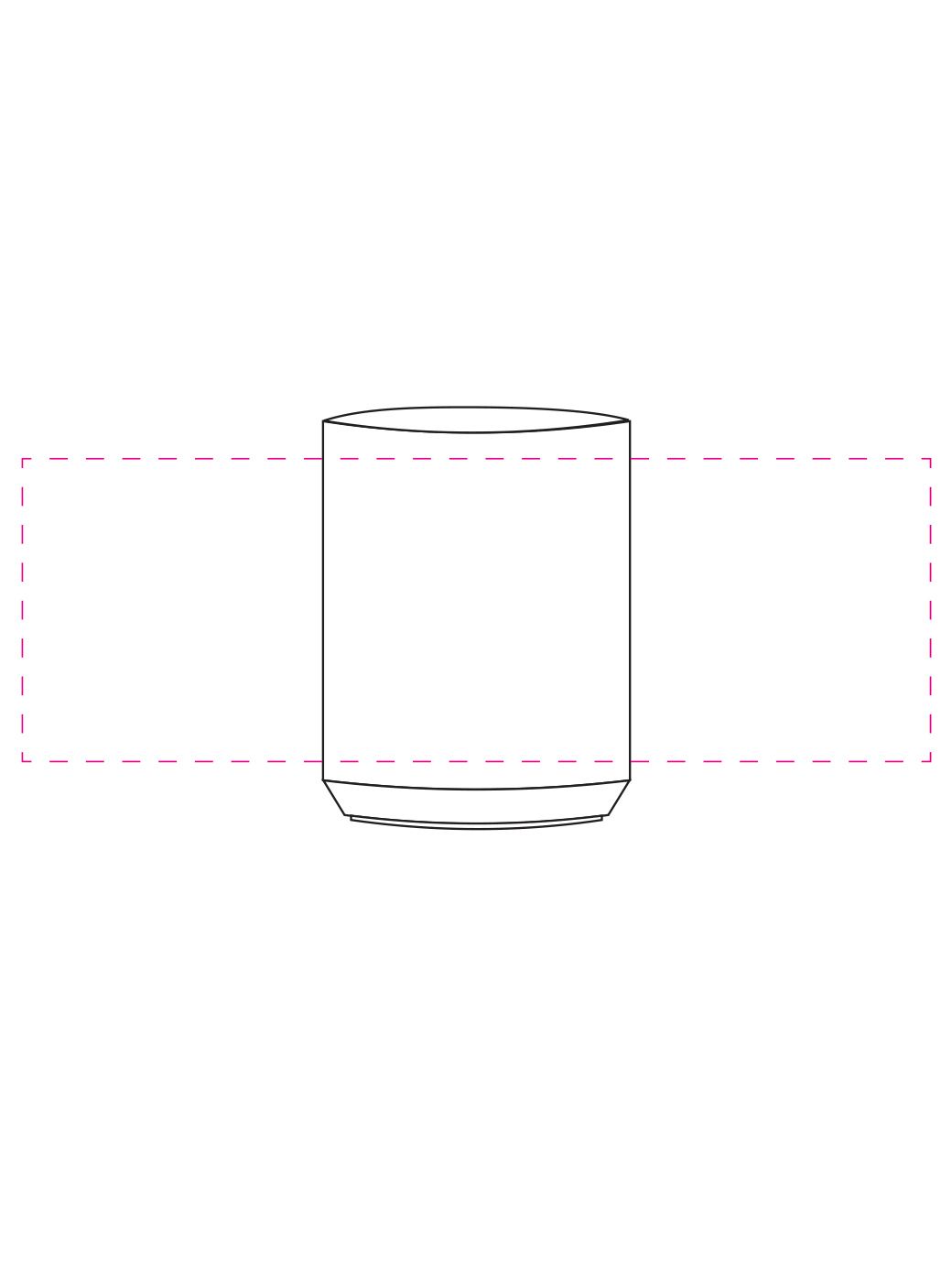 Standskizze: Druckposition „rundum (max. 210×70 mm)“ – Zahnputzbecher Clean 0,2 l – Kunststoffbecher mit großer Werbefläche