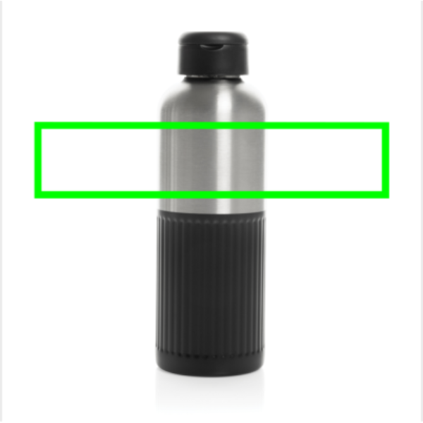 Standskizze: Druckverfahren 360°-Rundum-Lasergravur auf Position „Artikel (max. 231 x 50 mm)“ – XD Xclusive Ripple RCS Edelstahl-Wasserflasche 750 ml mit Lasergravur