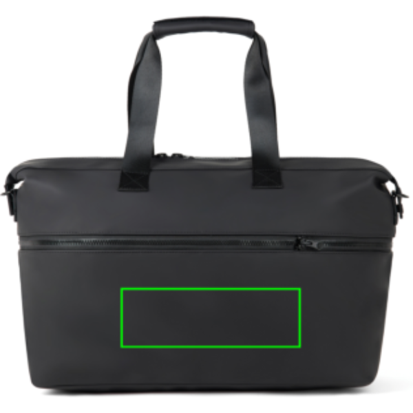 Standskizze: Druckverfahren Digital Transfer auf Position „Artikel Rückseite unten (max. 180 x 60 mm)“ – VINGA Baltimore RCS erweiterbare Wochenendtasche mit Logo bedrucken