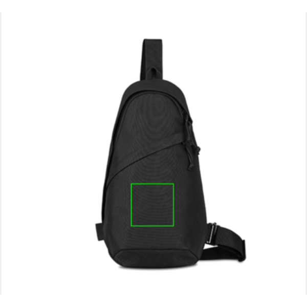 Standskizze: Druckverfahren Siebdruck Transfer auf Position „Artikel Vorderseite (max. 100 x 100 mm)“ – XD Collection Renew AWARE rPET Sling Bag (bedruckbar)