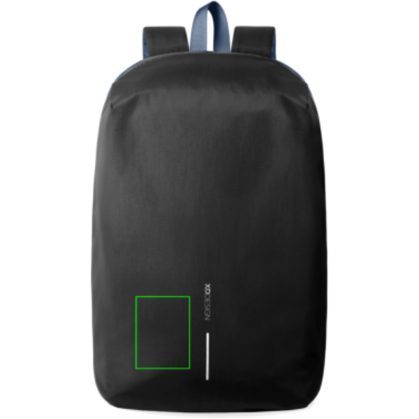 Standskizze: Druckverfahren Digital Transfer auf Position „Artikel Vorderseite links (max. 60 x 80 mm)“ – XD Design Switch 2-in-1 Rucksack aus recyceltem Nylon mit Logo bedruckbar