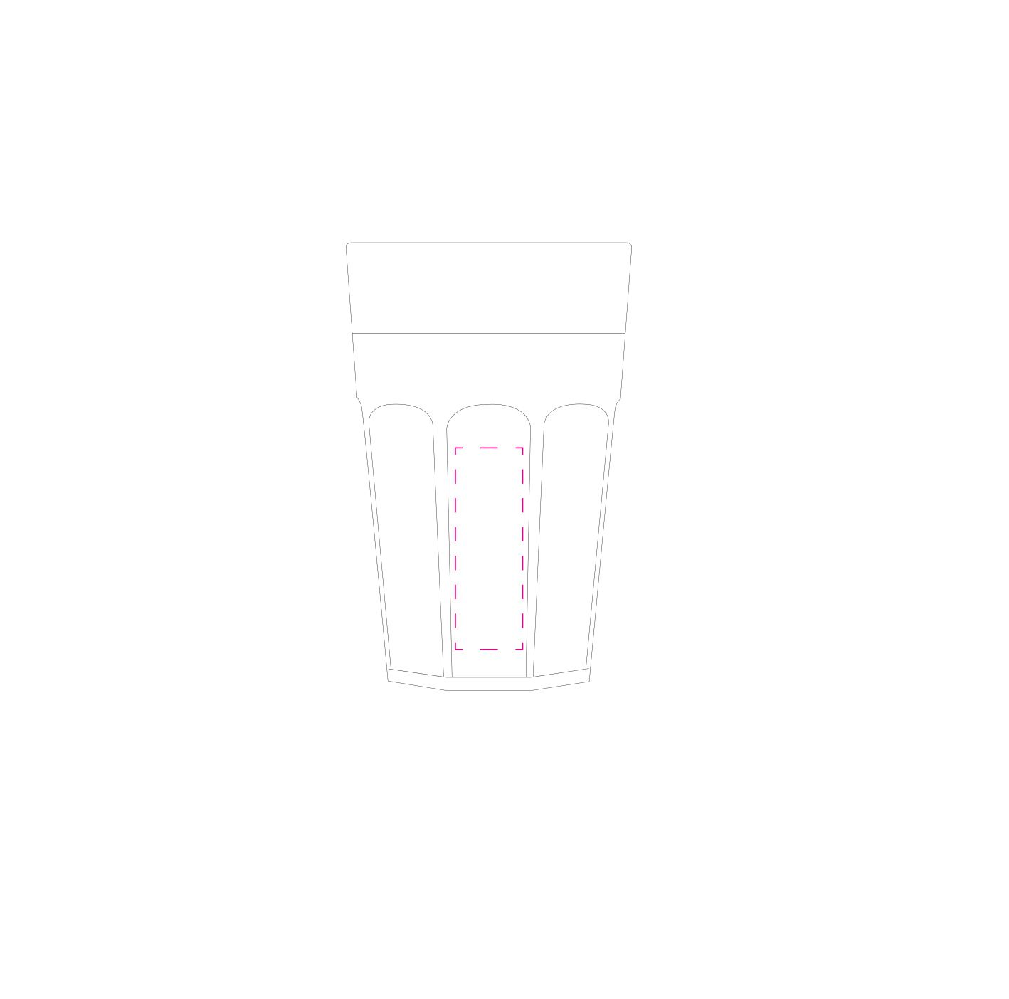 Standskizze: Druckposition „Auf die flachen Segmente möglich (je Segment) (max. 20×60 mm)“ – Trinkbecher Caipi 0,3 l – Kunststoff, bruchsicher