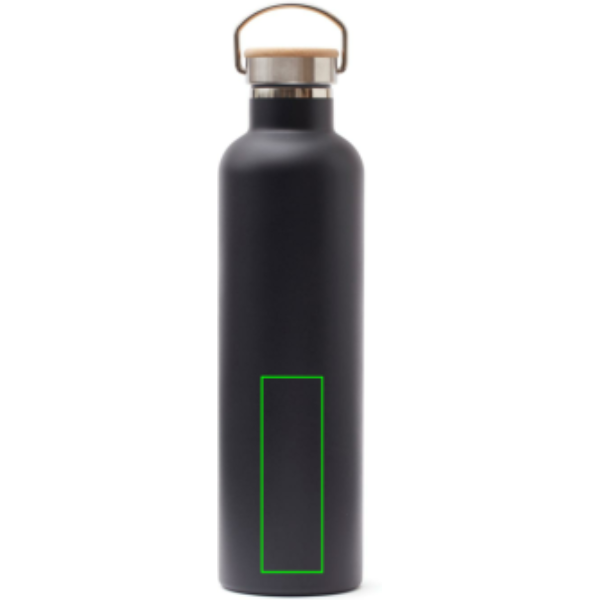 Standskizze: Druckverfahren Lasergravur auf Position „Artikel Rückseite unten“ – VINGA Miles Thermosflasche 1000 ml Edelstahl, vakuumisoliert, schwarz