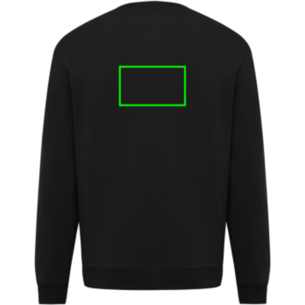 Standskizze: Druckverfahren Bestickung auf Position „Artikel Rückseite“ – IQONIQ Torla Rundhals-Pullover aus Baumwolle, 340 g/m², bedruck- und bestickbar