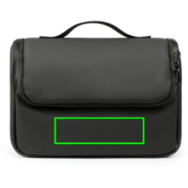 Standskizze: Druckverfahren Siebdruck Transfer auf Position „Artikel Vorderseite“ – VINGA Baltimore Reise-Kosmetiktasche aus Nubuk-PU mit Logo-Veredelung