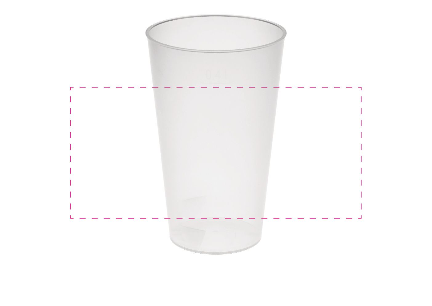 Standskizze: Druckposition „rundum (max. 200×90 mm)“ – Trinkbecher Vital 400 ml – Mehrwegbecher mit Eichstrich