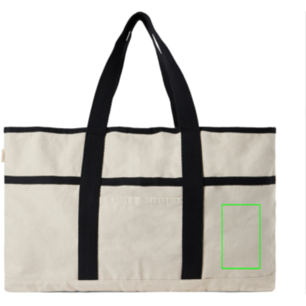 Standskizze: Druckverfahren Bestickung auf Position „Artikel Vorderseite rechts“ – VINGA Volonne AWARE Strandtasche aus 100 % recyceltem Canvas bedruckbar