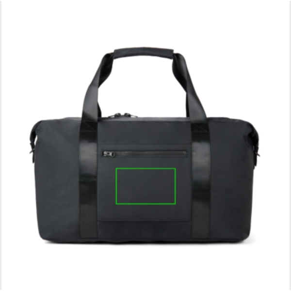 Standskizze: Druckverfahren Digital Transfer auf Position „Tasche (max. 100 x 60 mm)“ – VINGA Baltimore Neo Weekender 36,5 l aus Polyester mit 33 % RCS-Recyclinganteil – mit Logo bestickt oder bedruckt