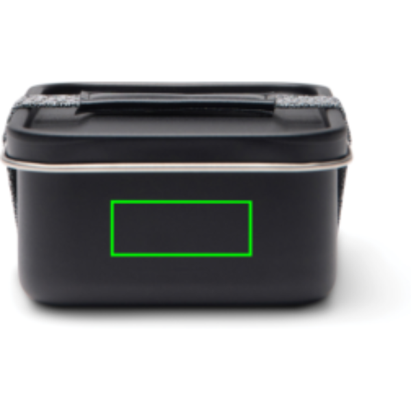 Standskizze: Druckverfahren Tampondruck auf Position „Artikelseite“ – VINGA Parks Lunchbox aus RCS-Edelstahl 750 ml, schwarz, mit Logo veredelbar