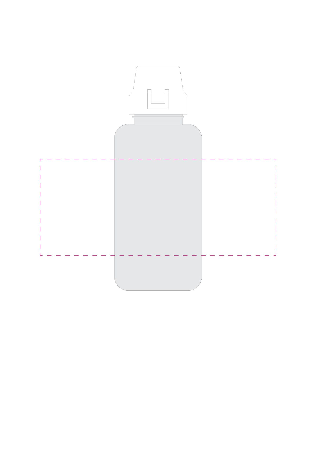 Standskizze: Druckposition „rundum (max. 220×90 mm)“ – Trinkflasche School 700 ml – Tritan mit Silikon-Strap