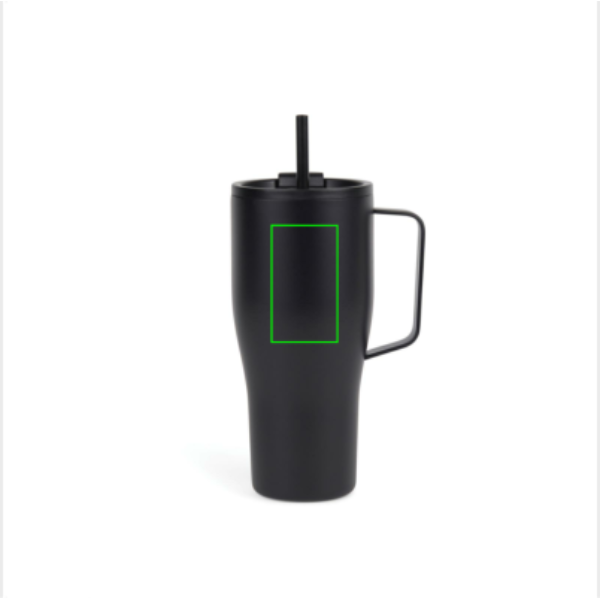 Standskizze: Druckverfahren Lasergravur auf Position „Artikel Vorderseite oben“ – VINGA Eos Voyager 800ml Thermoflasche aus recyceltem Edelstahl