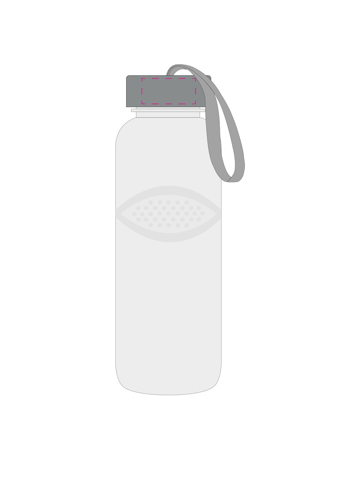 Standskizze: Druckposition „seitlich auf Deckel (max. 38×18 mm)“ – Trinkflasche Carve Pure 700 ml – Tritan mit Edelstahl-Deckel