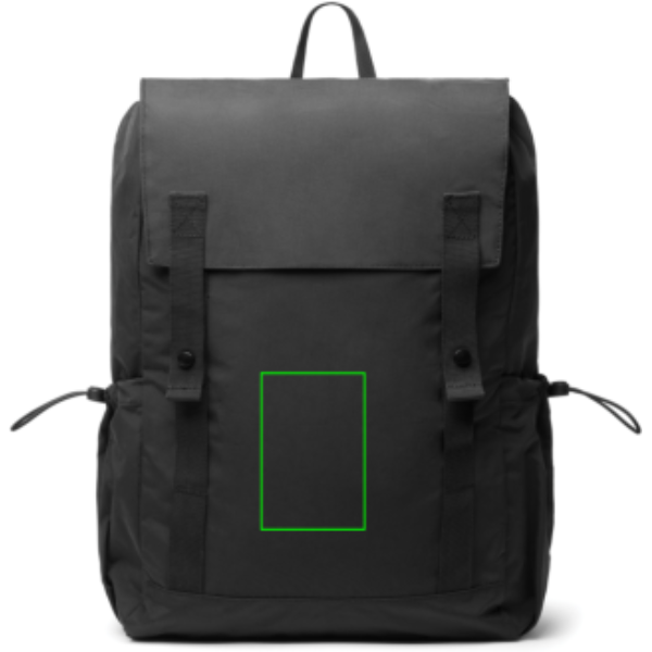 Standskizze: Druckverfahren Digital Transfer auf Position „Artikel Vorderseite“ – KENTO URBAN Everyday Rucksack aus RCS-recyceltem Nylon mit Laptopfach – mit Logo bedruckbar