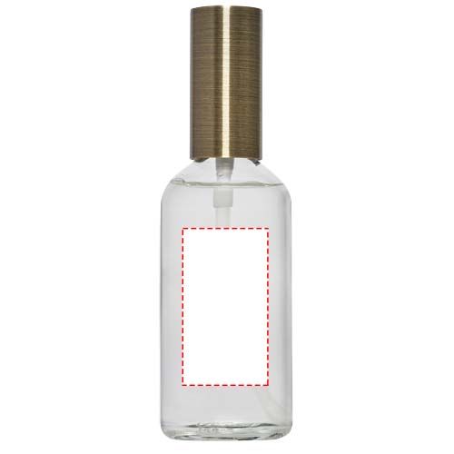 Standskizze: Druckverfahren Digital-Sticker auf Position „Rückseite (max. 30 x 55 mm)“ – Wellmark 100 ml Raumspray