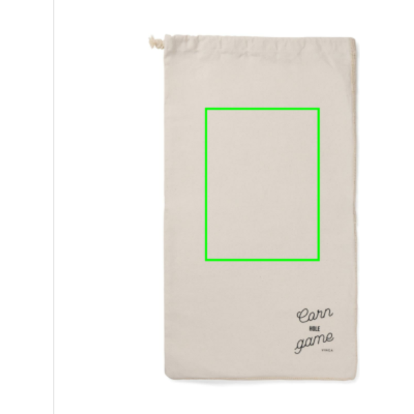 Standskizze: Druckverfahren Digital Transfer auf Position „Hülle (max. 150 x 200 mm)“ – VINGA Cornhole Spiel mit FSC-Spielbrett und 6 Wurfsäckchen