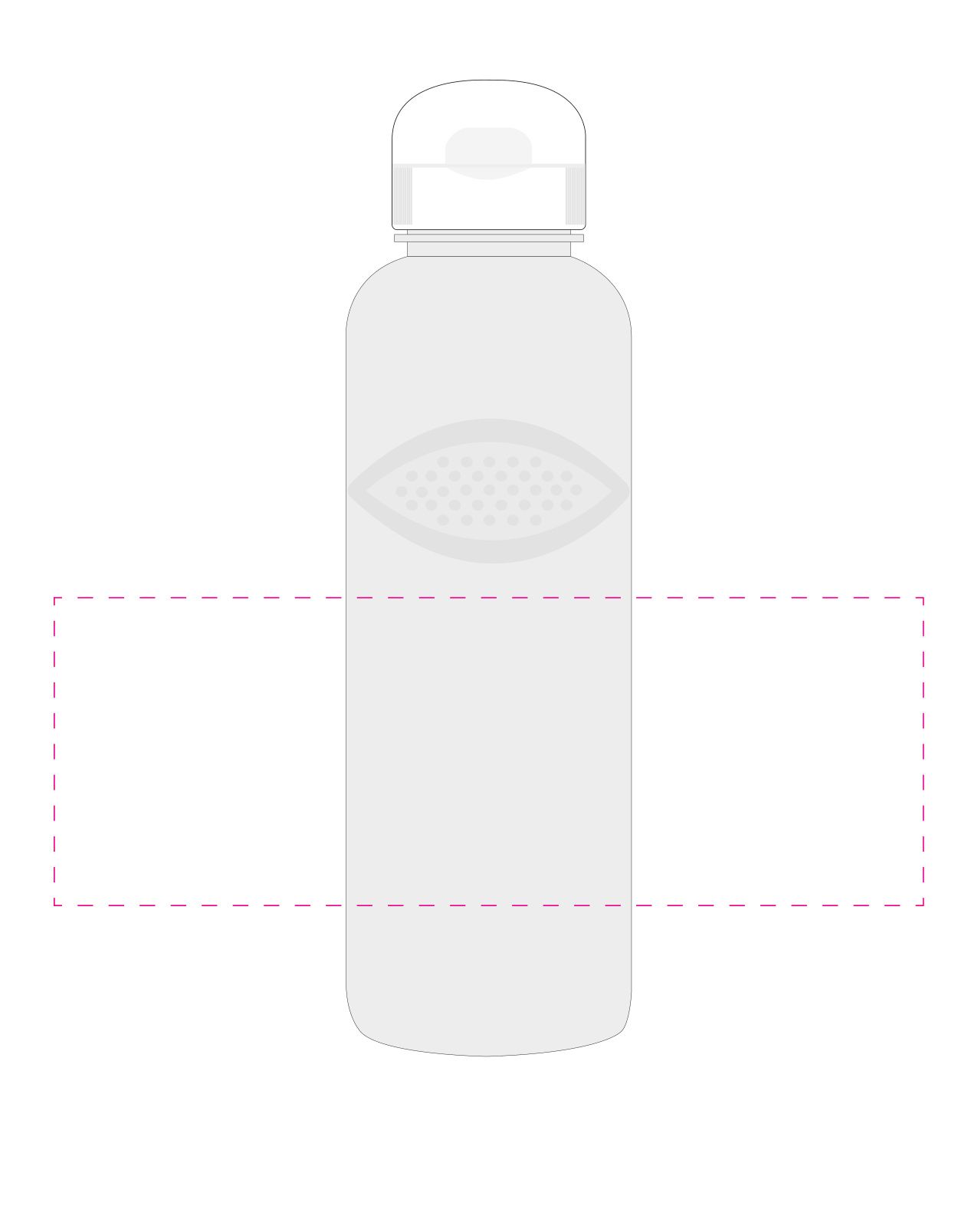 Standskizze: Druckposition „mittig (max. 240×85 mm)“ – Trinkflasche Carve Sports 1,0 l – Tritan mit Griffmulden