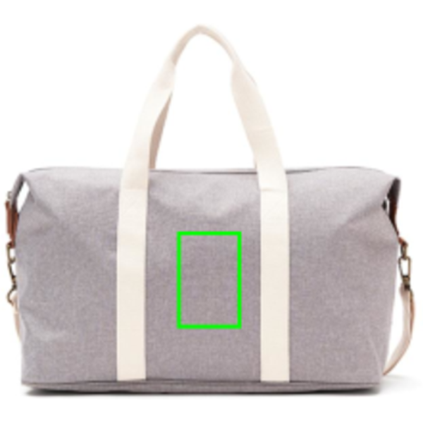 Standskizze: Druckverfahren Digital Transfer auf Position „Artikel Rückseite“ – VINGA Sortino Wochenendtasche aus PET mit PU-Details, bestickbar