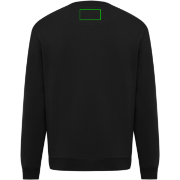 Standskizze: Druckverfahren Digital Transfer auf Position „Artikel Rückseite oben (max. 80 x 40 mm)“ – IQONIQ Torla Rundhals-Pullover aus Baumwolle, 340 g/m², bedruck- und bestickbar