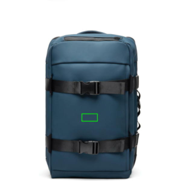 Standskizze: Druckverfahren PU-Etikett Baltimore marineblau auf Position „Artikel Vorderseite“ – VINGA Baltimore RCS Abenteuer-Rucksack 30 L mit Logo bedruckbar