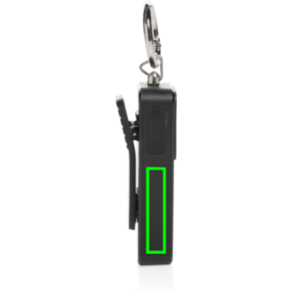 Standskizze: Druckverfahren Tampondruck auf Position „Artikelseite links (max. 7 x 30 mm)“ – XD Collection GuardBuddy Personenalarm 150 dB mit USB-C-Akku, mit Logo bedruckbar