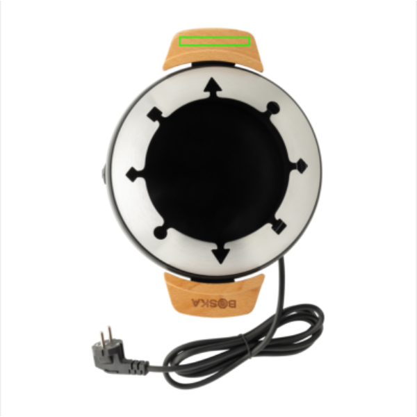 Standskizze: Druckverfahren CO2 Gravur auf Position „Griff (max. 60 x 8 mm)“ – BOSKA Party Fondue-Set elektrisch 2,3 L (EU Typ F)