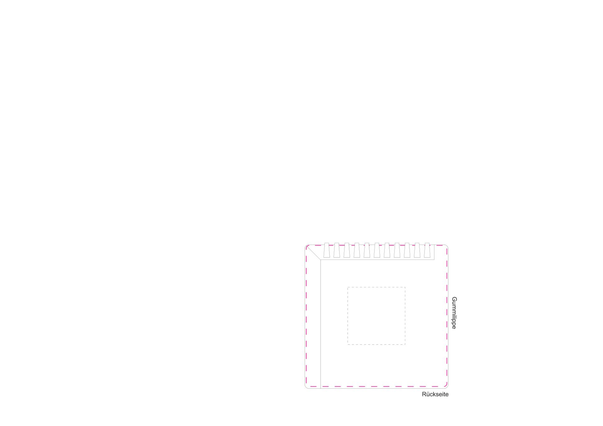 Standskizze: Druckposition „mittig auf Rückseite (max. 98×98 mm)“ – Eiskratzer Quadrat mit Wasserabstreifer – Kunststoff 103 × 100 mm