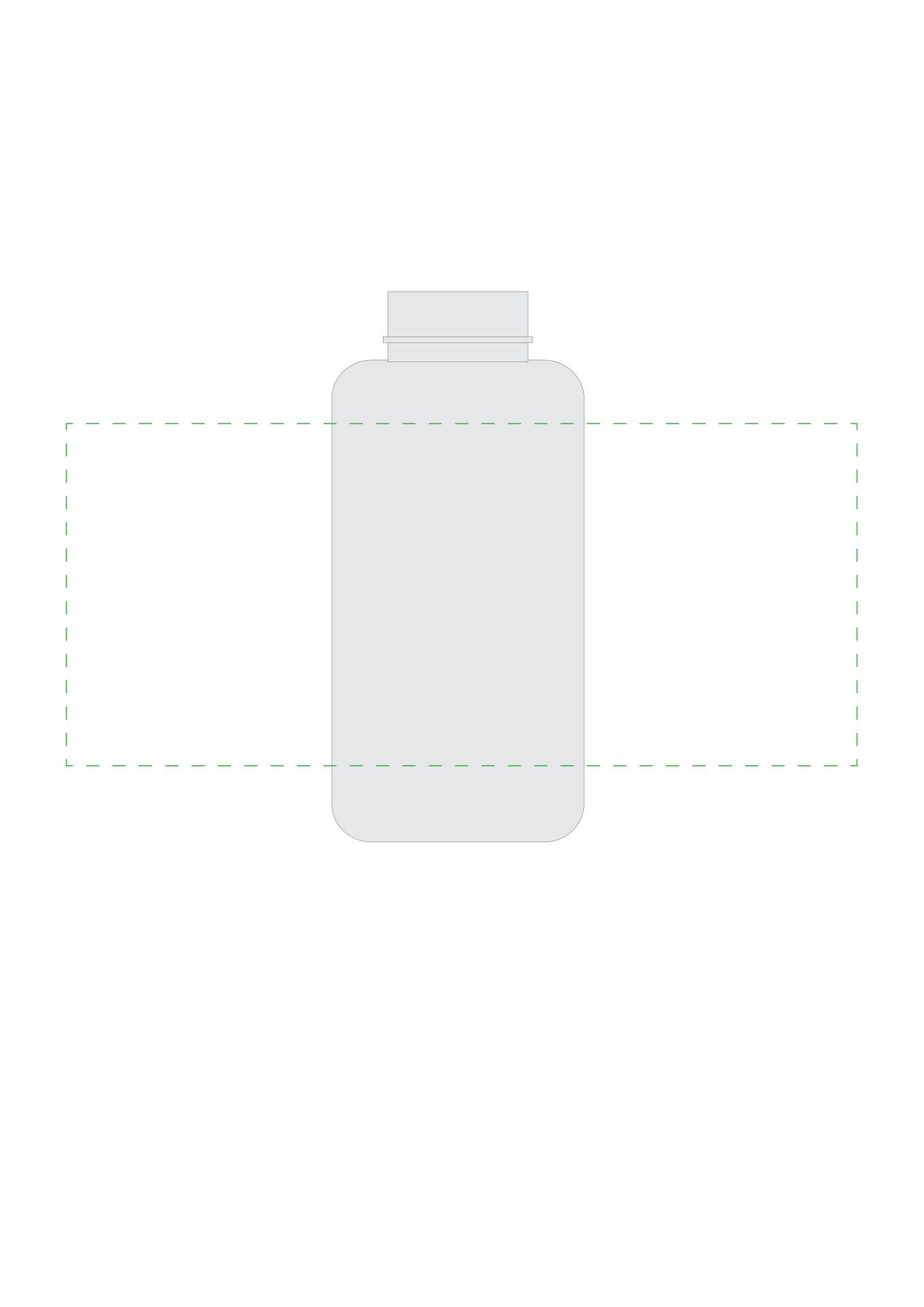 Standskizze: Druckposition „rundum (max. 254×110 mm)“ – Trinkflasche Junior 700 ml – Tritan™ mit kindgerechtem Verschluss