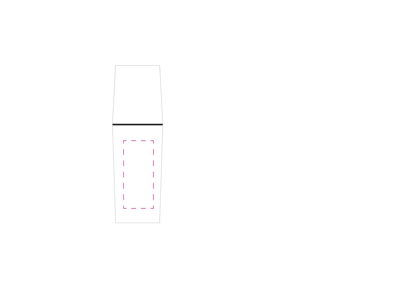 Standskizze: Druckposition „Stempel Unterteil (max. 22×50 mm)“ – Aufbewahrungsdose Bade-Box – wasserdicht mit Umhängekordel