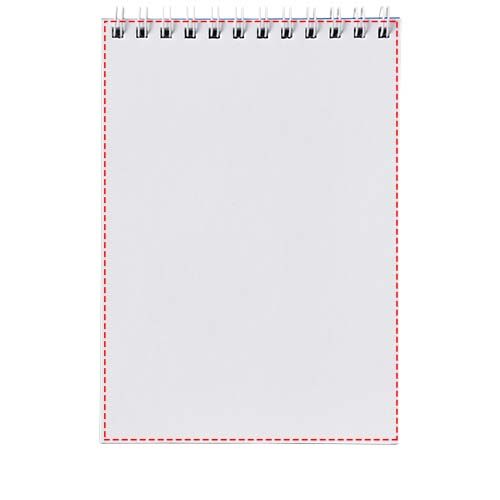 Standskizze: Druckverfahren Druck auf Papier auf Position „Vorderseite (Hochformat mit Ringbindung oben) (max. 105 x 148 mm)“ – Desk-Mate® A6 Notizbuch mit Spiralbindung