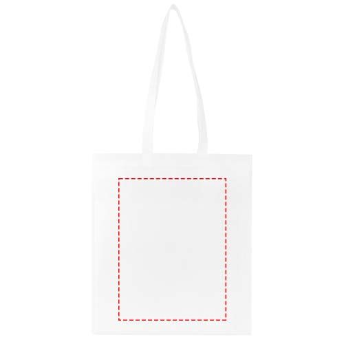 Standskizze: Druckverfahren Siebdruck auf Position „Rückseite“ – Nonwoven Kongress-Tragetasche 6 L aus recyceltem Polyester