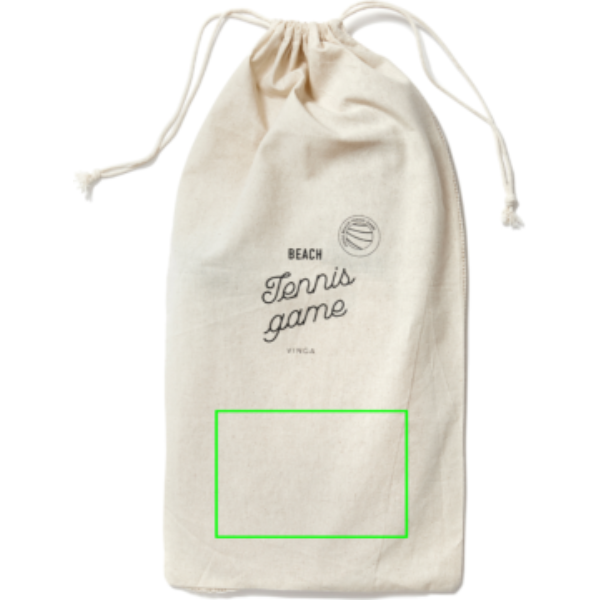 Standskizze: Druckverfahren Digital Transfer auf Position „Hülle (max. 150 x 100 mm)“ – Vinga Colos Beach-Tennis-Set aus Pappelholz mit Logo-Veredelung