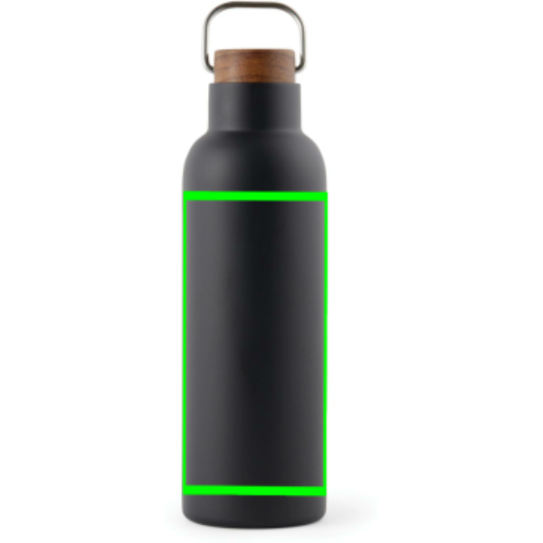 Standskizze: Druckverfahren 360°-Rundum-Lasergravur auf Position „Artikel“ – VINGA Ciro Vakuumflasche 800 ml aus 79 % recyceltem Edelstahl mit Akazienholz-Deckel