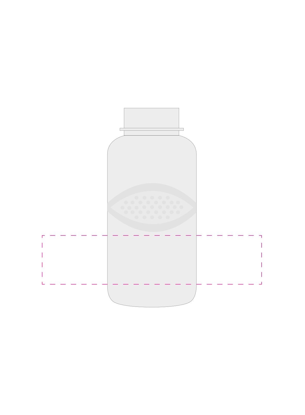 Standskizze: Druckposition „rundum (max. 180×40 mm)“ – Trinkflasche Carve Junior 500 ml – Tritan mit Griffmulden