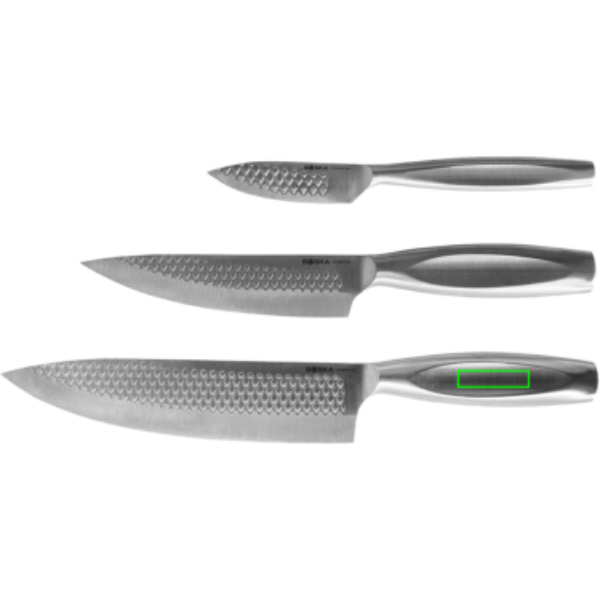 Standskizze: Druckverfahren Lasergravur auf Position „Griff (max. 40 x 10 mm)“ – BOSKA Monaco+ Küchenmesser-Set 3-teilig Edelstahl mit Lasergravur