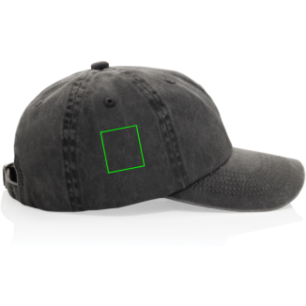 Standskizze: Druckverfahren Siebdruck Transfer auf Position „Artikelseite rechts (max. 40 x 45 mm)“ – XD Xclusive BEAU AWARE™ Washed 6-Panel Cap aus Baumwolltwill 270 g/m², mit Logo bestickbar