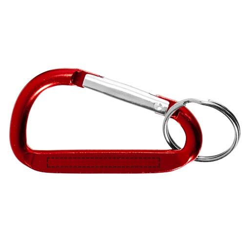Standskizze: Druckverfahren Tampondruck auf Position „Vorderseite (max. 35 x 3 mm)“ – Timor Karabiner Schlüsselanhänger aus 86 % recyceltem Aluminium