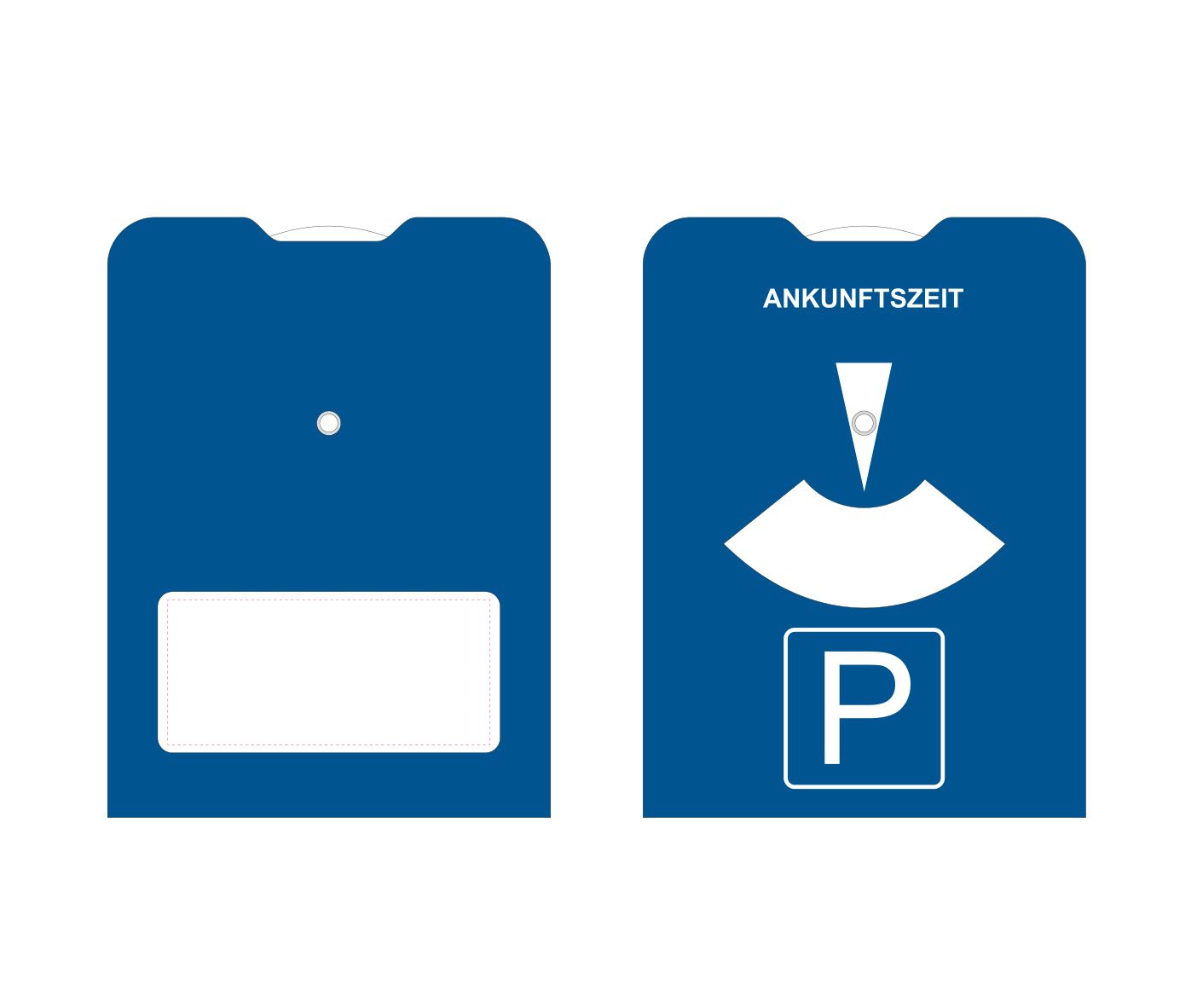 Standskizze: Druckposition „im Werbefeld (max. 80×36 mm)“ – Papp-Parkscheibe Board – individuell bedruckbar