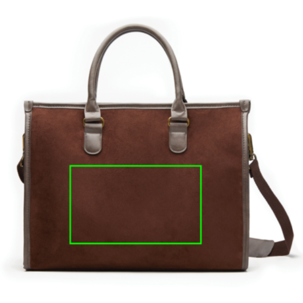Standskizze: Druckverfahren Siebdruck Transfer auf Position „Artikel Rückseite (max. 200 x 120 mm)“ – VINGA Hunton Laptop-Aktentasche 17 Zoll aus Polyester, bedruckbar