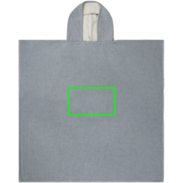 Standskizze: Druckverfahren Bestickung auf Position „Artikel Vorderseite“ – VINGA Tolo Hamam Frottee Strandponcho gelb, 100 × 95 cm, OEKO-TEX