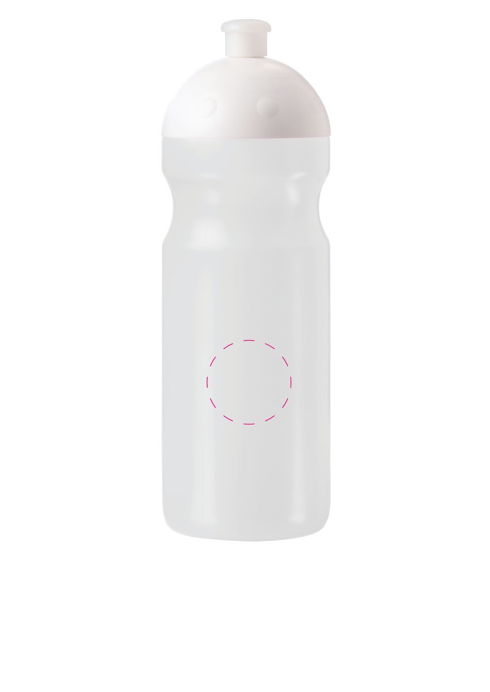 Standskizze: Druckposition „mittig auf Flasche (max. Ø 36 mm)“ – Trinkflasche Fitness 0,7 l – Kunststoff mit Saugverschluss